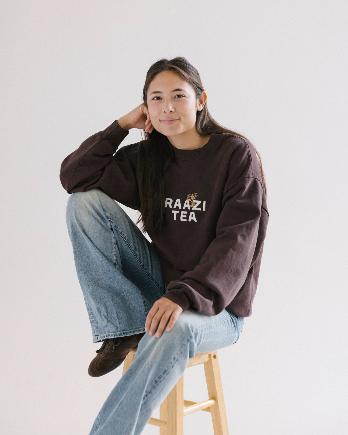 Brown Embroidered Sweatshirt
