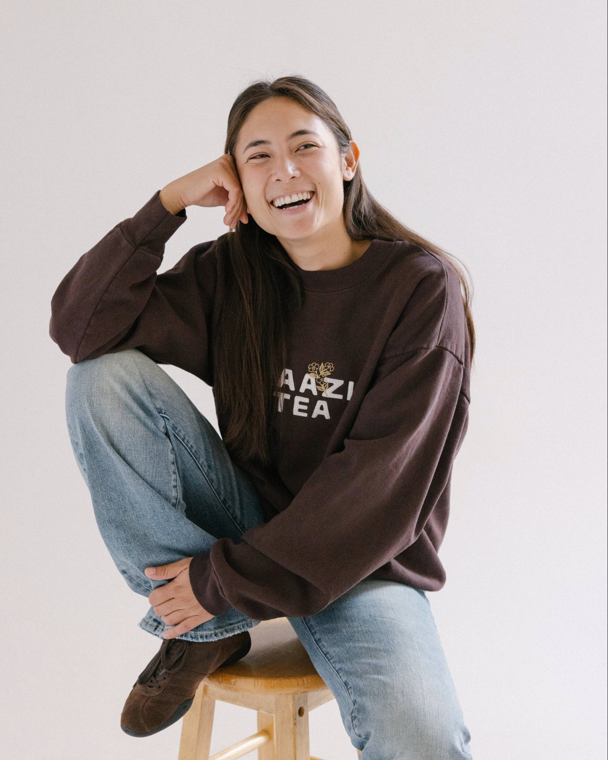 Brown Embroidered Sweatshirt